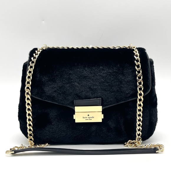 Kate Spade Carey Faux Fur Small Shoulder Bag Black - Picture 2 of 9